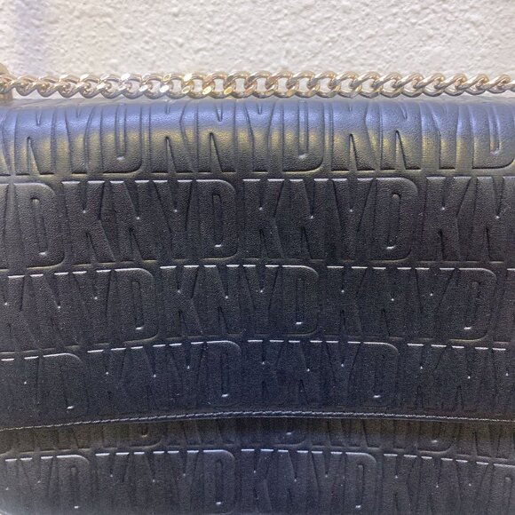 DKNY Black Embossed Crossbody Bag With Chain Strap - Picture 3 of 9